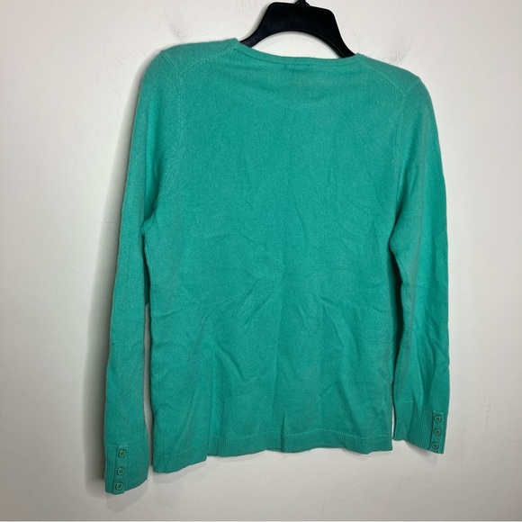 Talbots pure cashmere teal button cuff sweater crewneck women’s size medium - Picture 4 of 7